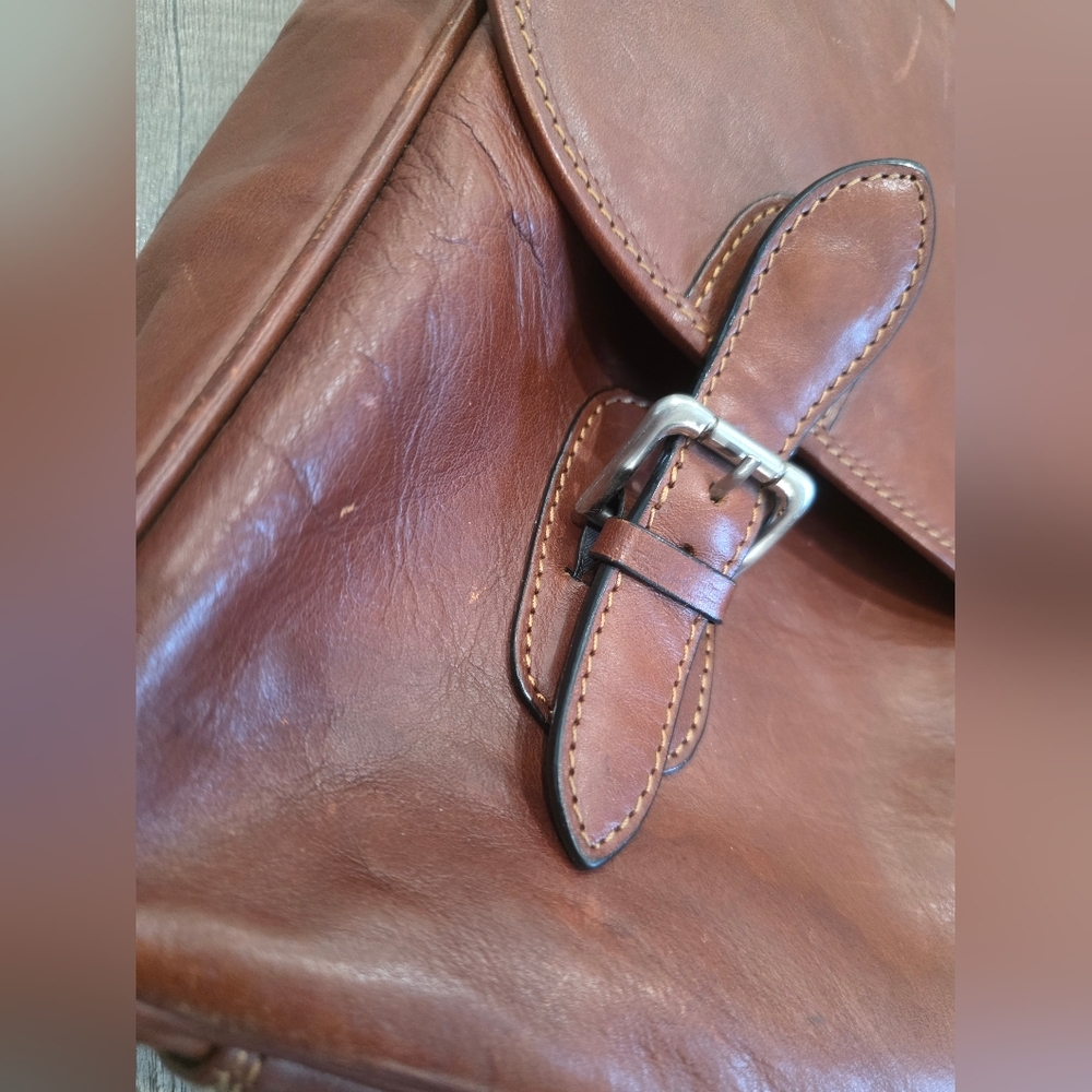 Tony Perrotti Brown Leather Briefcase Laptop Office Busines Bag Messenger Classy - Picture 3 of 16